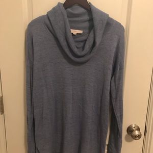 LOFT Blue Cowl Neck Sweater (Tunic Length)